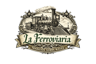 Logo: vintage steam train on tracks, "La Ferroviaria" banner, "Tradici&oacute;n Sobre Rieles" text.
