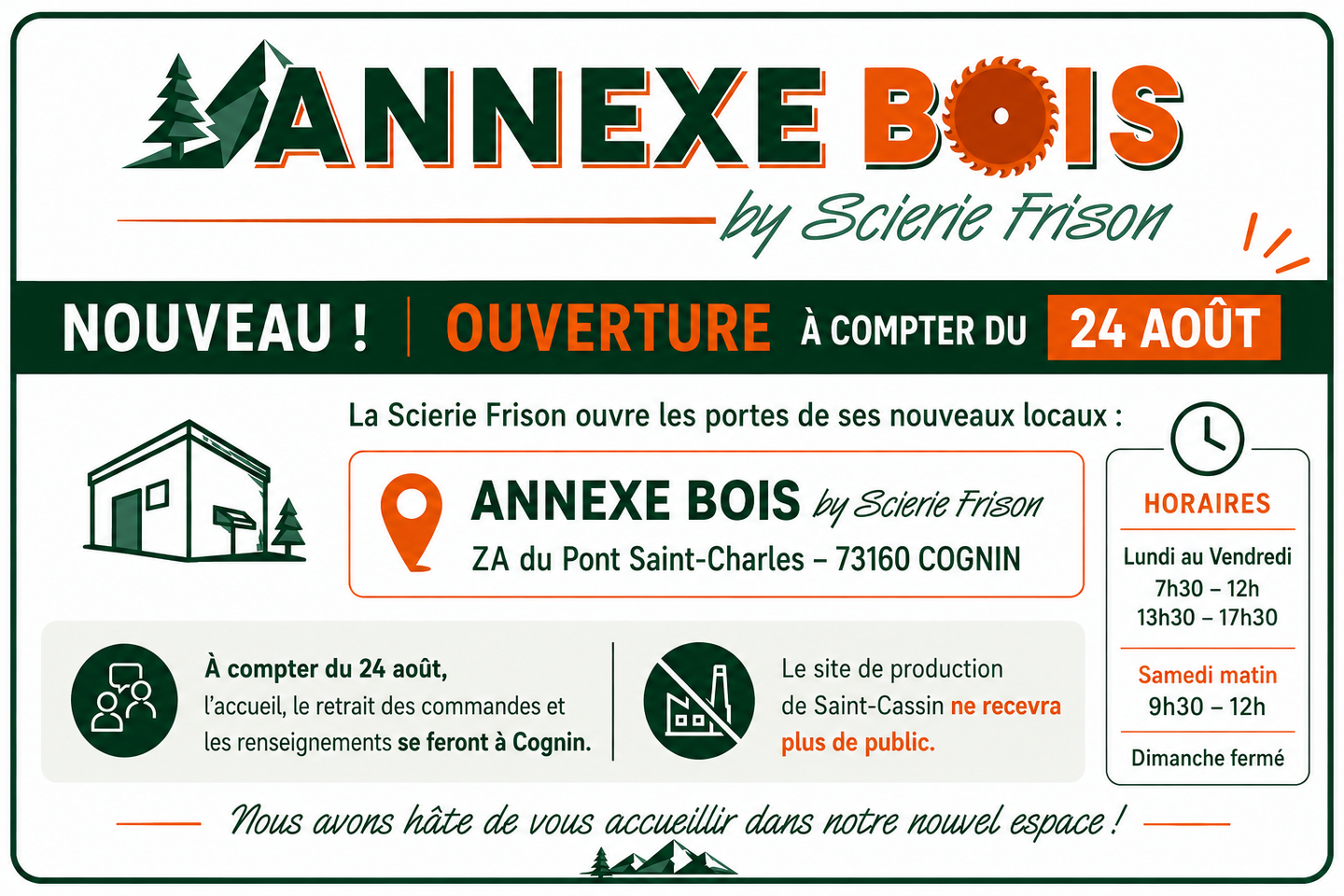information ouverture nouveau magasin Annexe Bois by scierie frison