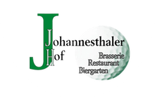 Logo für das Restaurant Johannsthaler Hof mit einem grünen „J“ und einer Golfballgrafik.