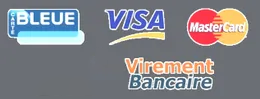 Moyens de paiement : carte bleue, virement