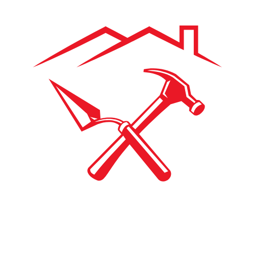 Logo avec des outils rouge de maçonnerie