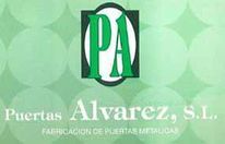 Un logotipo verde y blanco para Puertas Alvarez SL