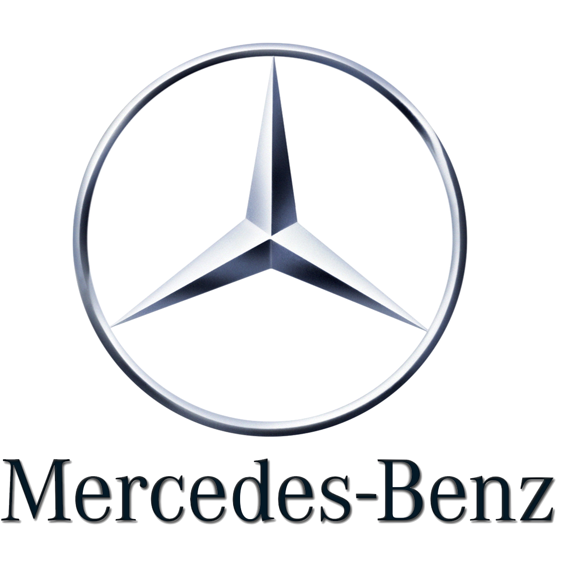Logotipo de Mercedes-Benz: una estrella plateada de tres puntas dentro de un círculo plateado