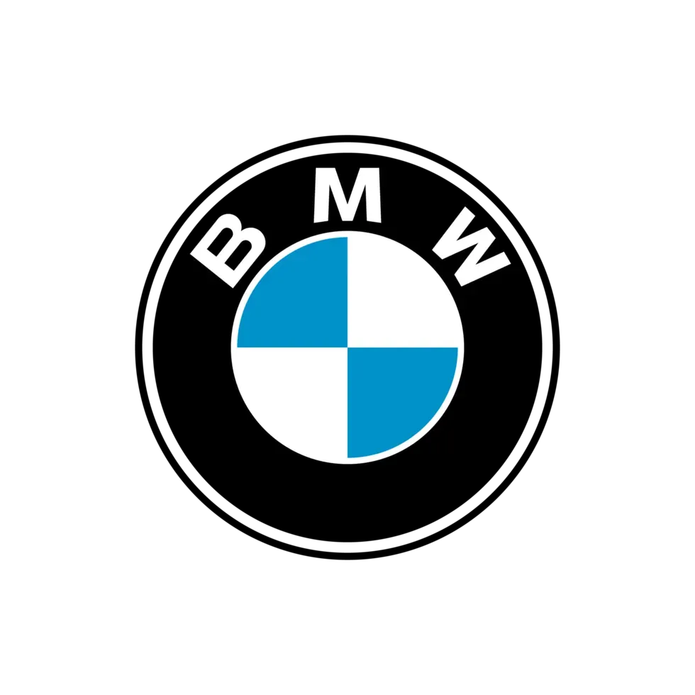 Logotipo de BMW: un círculo blanco y negro con las letras 