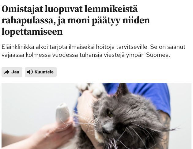 Omistajat luopuvat lemmikeistä rahapulassa, ja moni päätyy niiden lopettamiseen