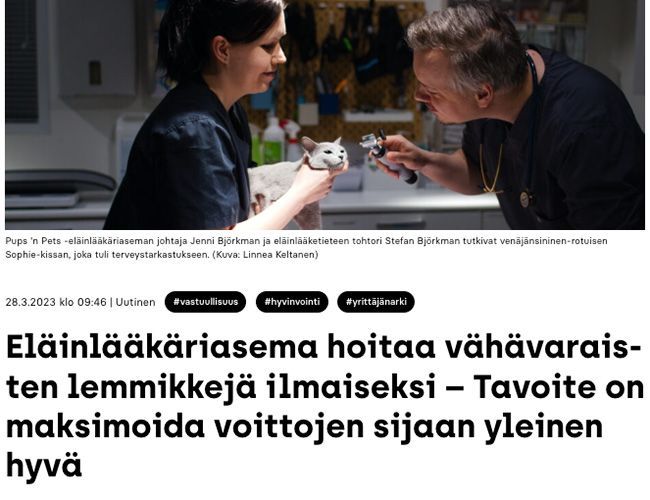Eläinlääkäriasema hoitaa vähävaraisten lemmikkejä ilmaiseksi - Tavoite on maksimoida voittojen sijaan yleinen hyvä