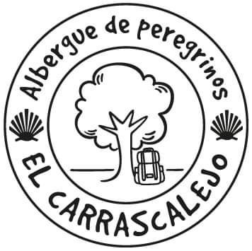 A black and white logo for albergue de peregrinos el carrascalejo.