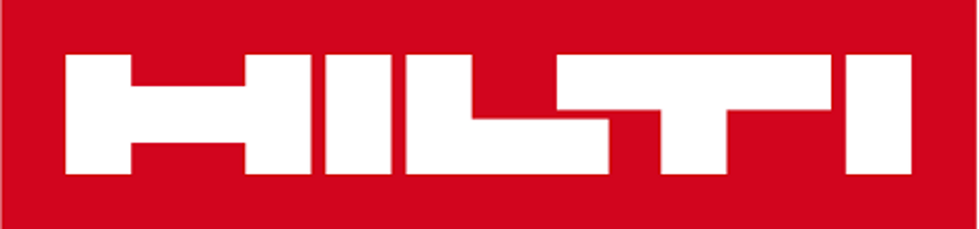 Weisses „HILTI“-Logo auf rotem Hintergrund.