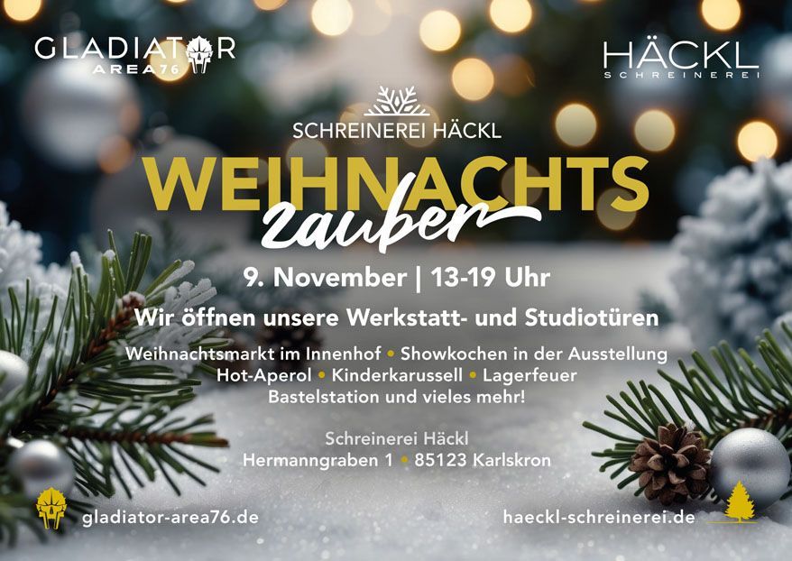 Banner für den Weihnachtszauber bei der Schreinerei Häckl am 9. November