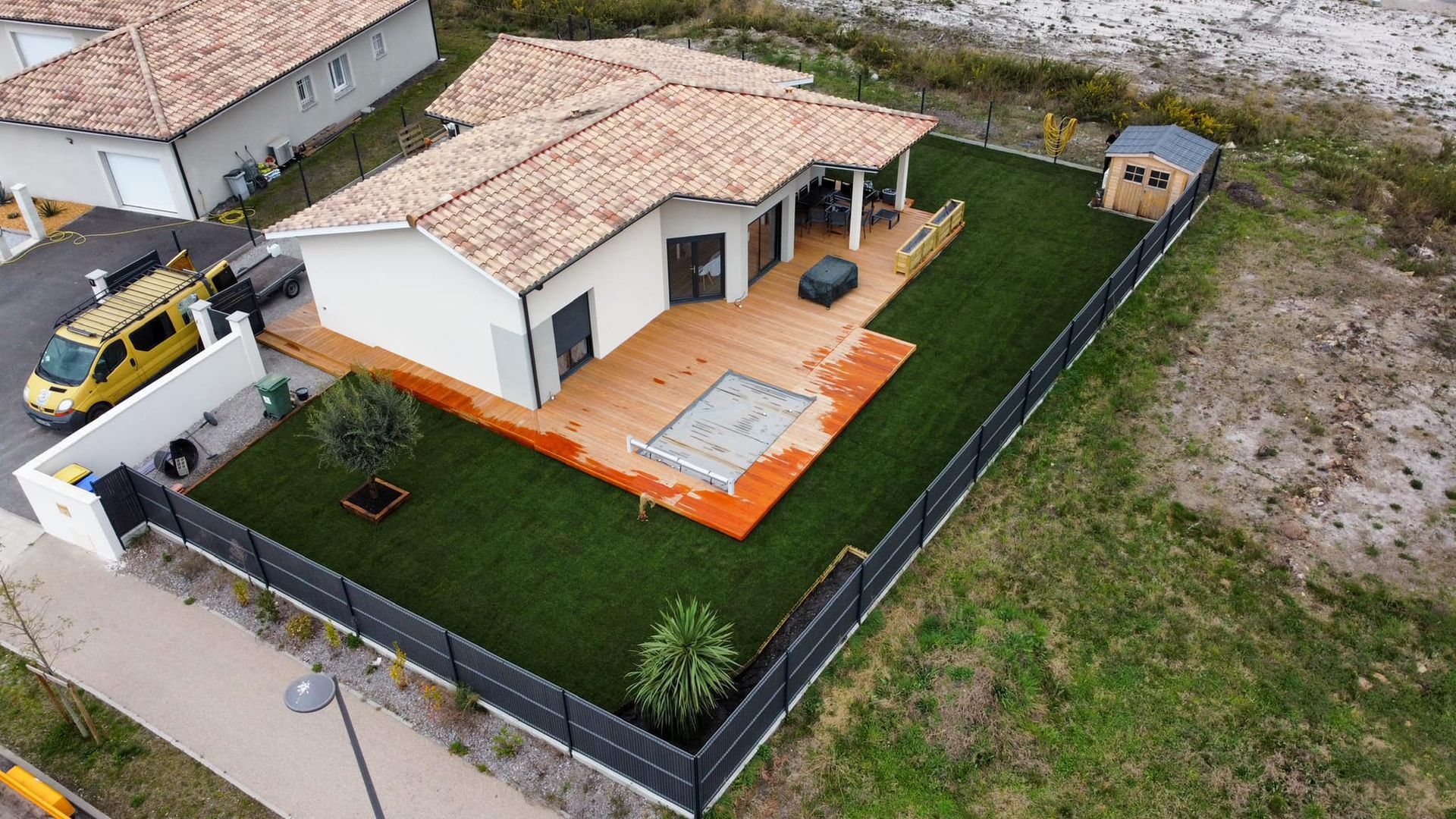 Maison et travaux de forage, à la fin du chantier