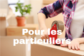 Personne entrain de fermer un carton avec distributeur scotch 