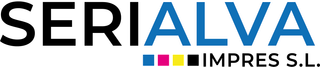 El logotipo de Serialva Impres SL es un logotipo negro y azul sobre un fondo blanco.