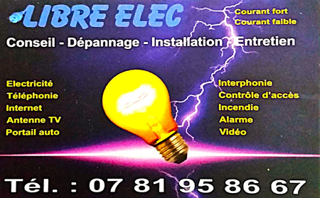 Carte de visite Libre élec, travaux d'électricité