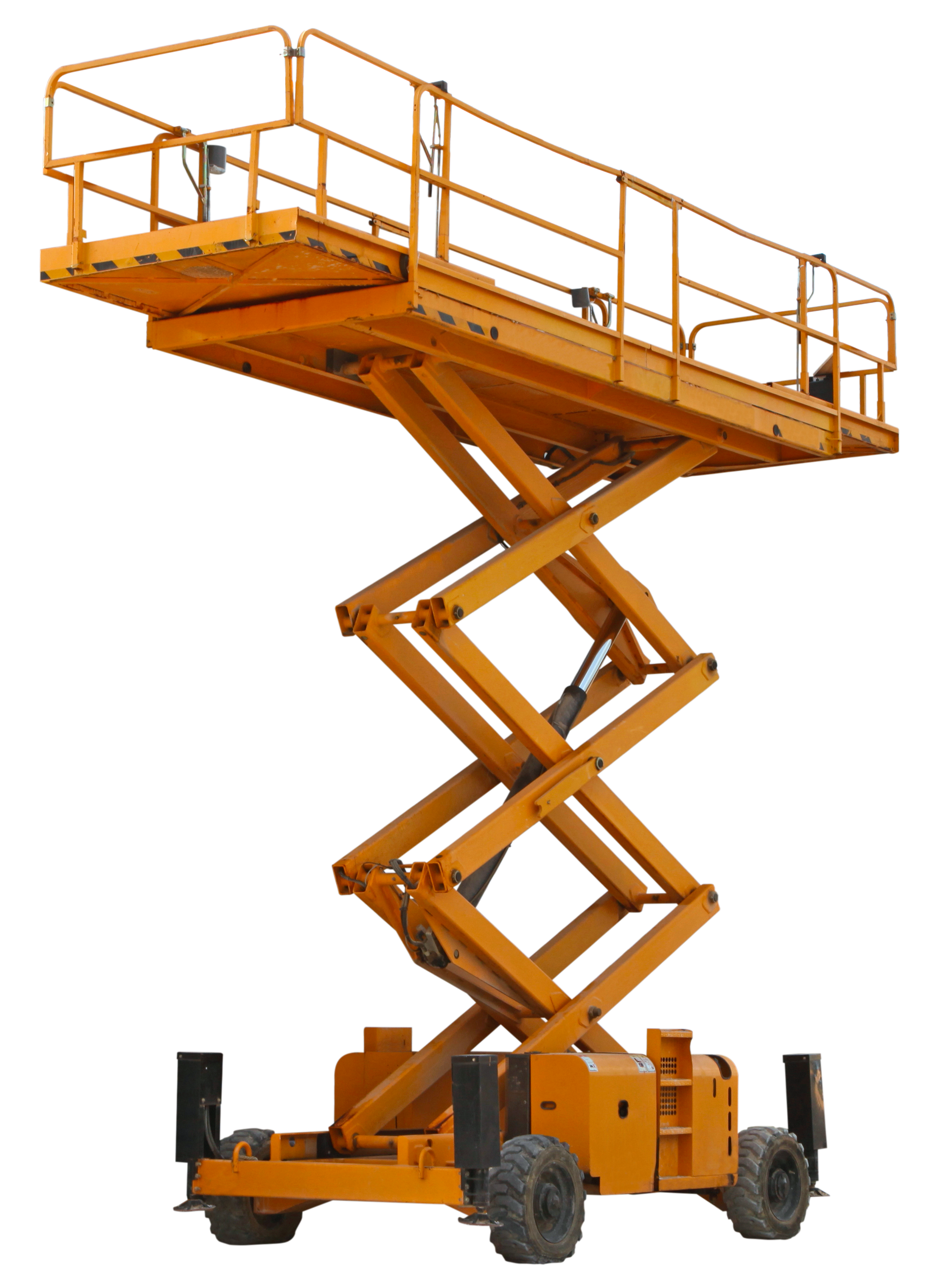 Plateforme sur ciseaux jaune