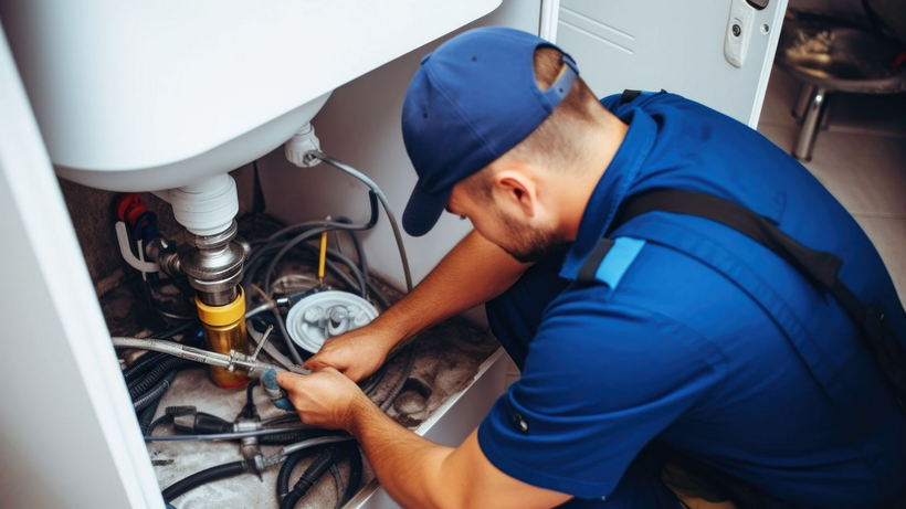 Un chauffagiste et un chauffe-eau.