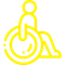 Ein gelbes Symbol einer Person im Rollstuhl.