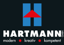 Hartmann modernes kreatives kompetentes Logo auf schwarzem Hintergrund