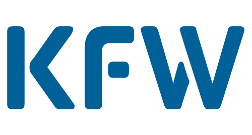 Blaues KfW-Logo auf weißem Hintergrund