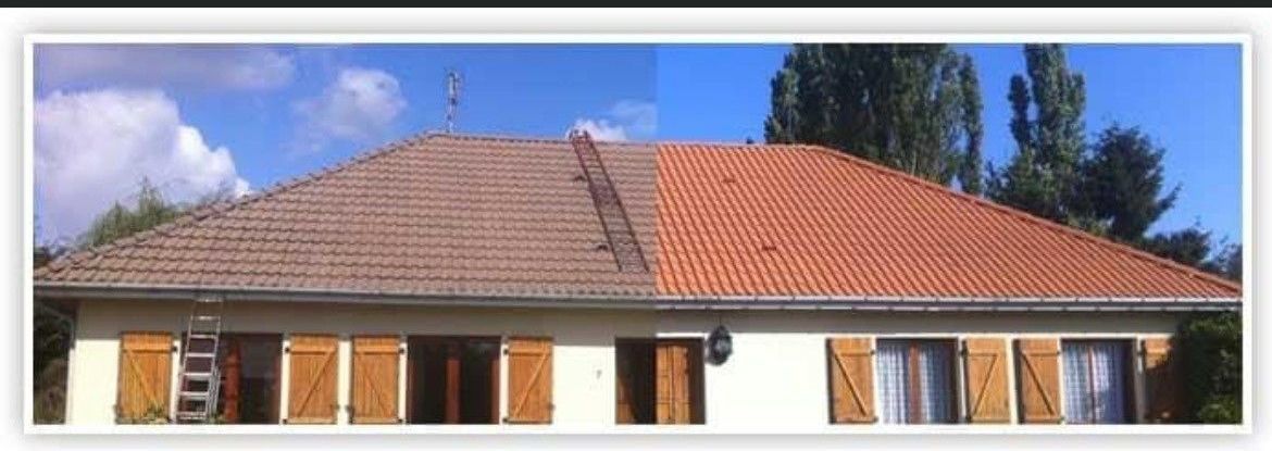 Avant-après nettoyage de toiture