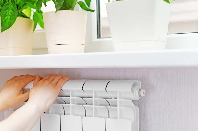 Des mains ouvrent des stores blancs à côté de plantes en pot sur un rebord de fenêtre