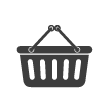 Icône de panier noir avec poignée suspendue