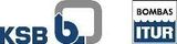 Logotipo de KSB con un icono azul grisáceo y el texto «BOMBAS ITUR» sobre fondo blanco