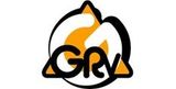 Logotipo de GRV en negro, naranja y blanco con una cabeza de lobo estilizada.