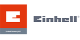 Logotipo de Einhell con un icono cuadrado rojo y el nombre de la marca en gris sobre fondo blanco