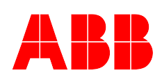 Logotipo rojo de ABB sobre fondo blanco