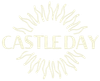 A logo for castle day with a sun in the middle.