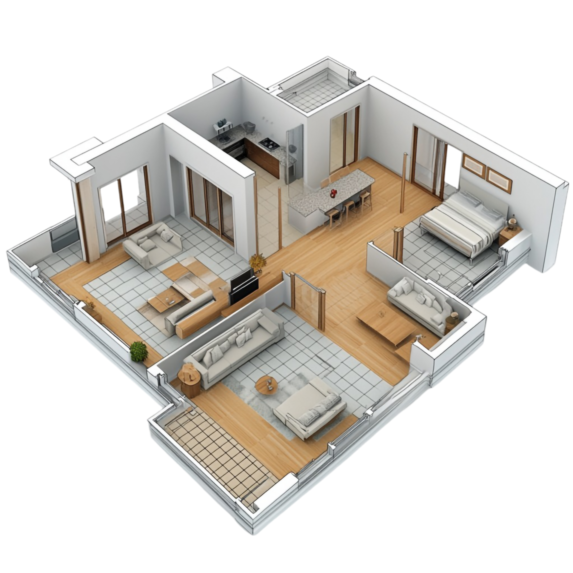 Plan intérieur d'une maison.