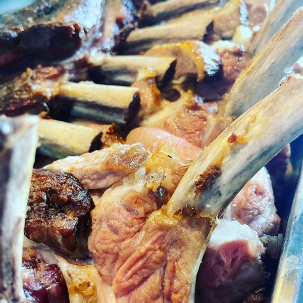 Gors plan sur des morceaux de viande avec os