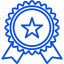 Una cinta azul con una estrella en el medio.
