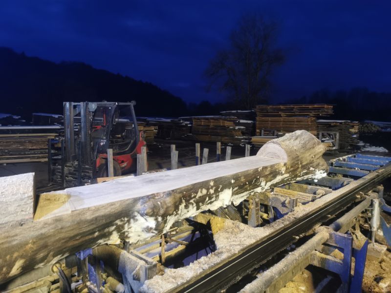 Tribale Günter Mobiles Sägewerk bei Nacht