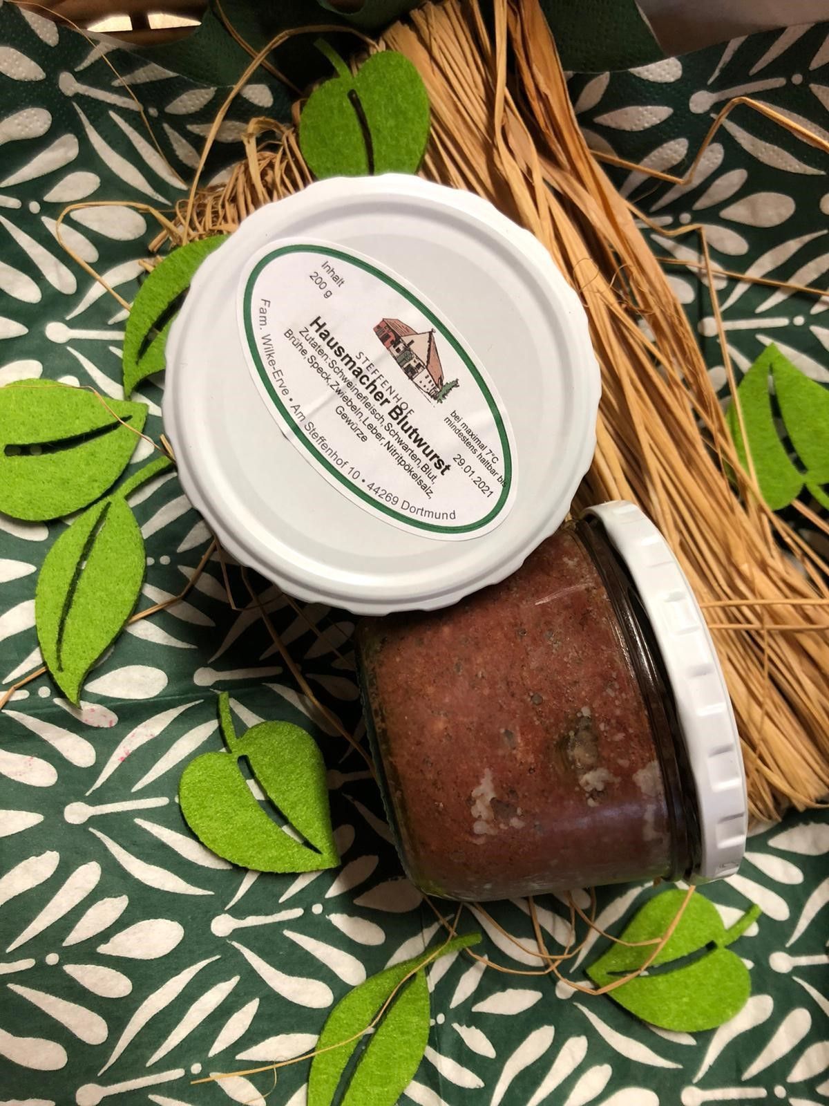 Hausmacher Blutwurst in einem Glass