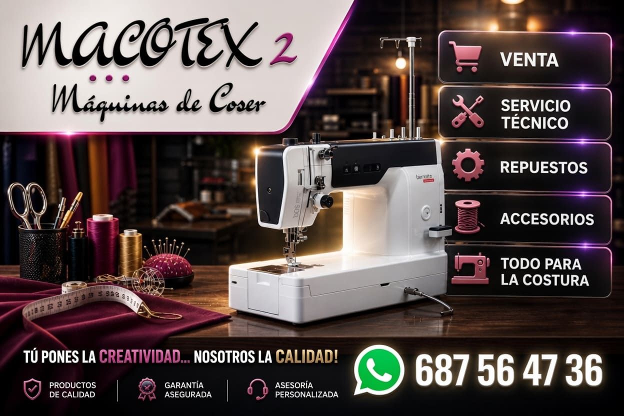 A poster for macotex ii maquinas de coser