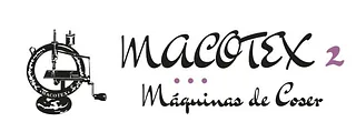Logotipo para Macotex 2, con una ilustración de una máquina de coser y las palabras “Maquinas de Coser” sobre un fondo blanco.