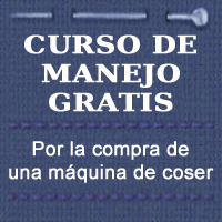 A sign that says curso de manejo gratis por la compra de una maquina de coser