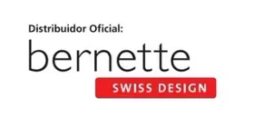 Un logotipo blanco y rojo para Bernette Swiss Design.