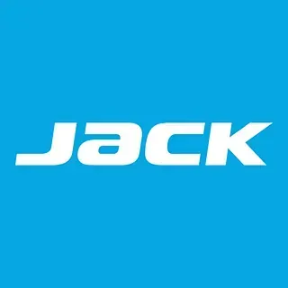Un logotipo de Jack azul y blanco sobre un fondo azul.