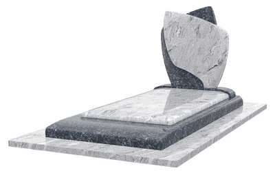 Pierre tombale en pierre grise et blanche