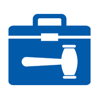 Icon: Aktentasche mit Richterhammer