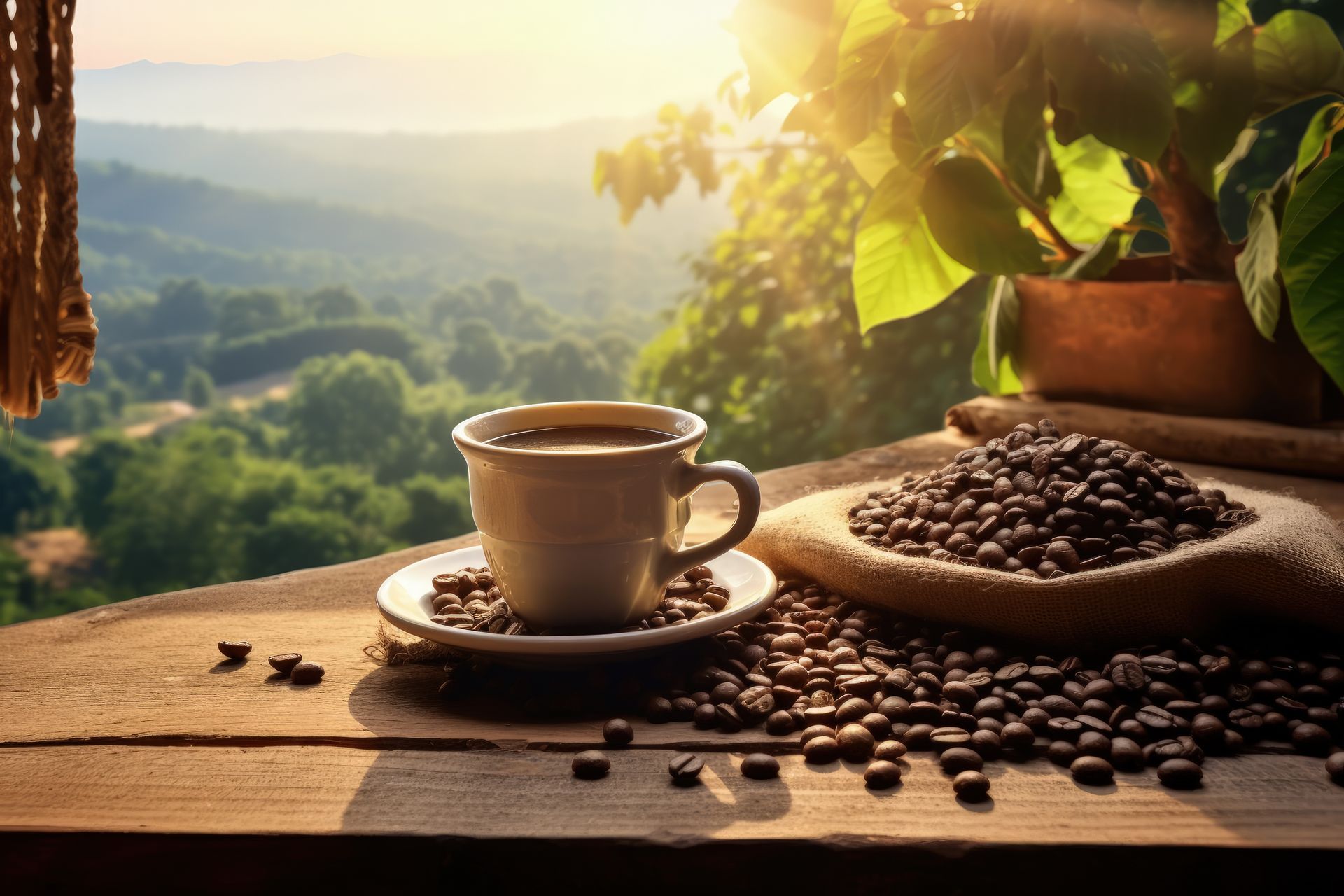 Une tasse de café.