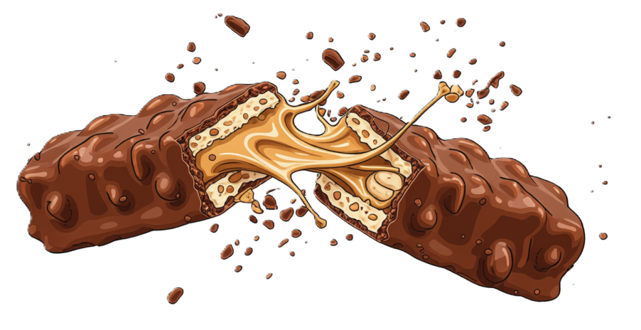 Une barre de chocolat aux cacahuètes.