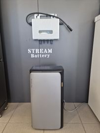 Eine Person reinigt ein Solarpanel mit einer Bürste.