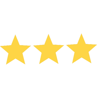 Trois étoiles jaunes sont alignées sur un fond blanc.
