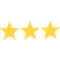 Trois étoiles jaunes sont alignées sur un fond blanc.