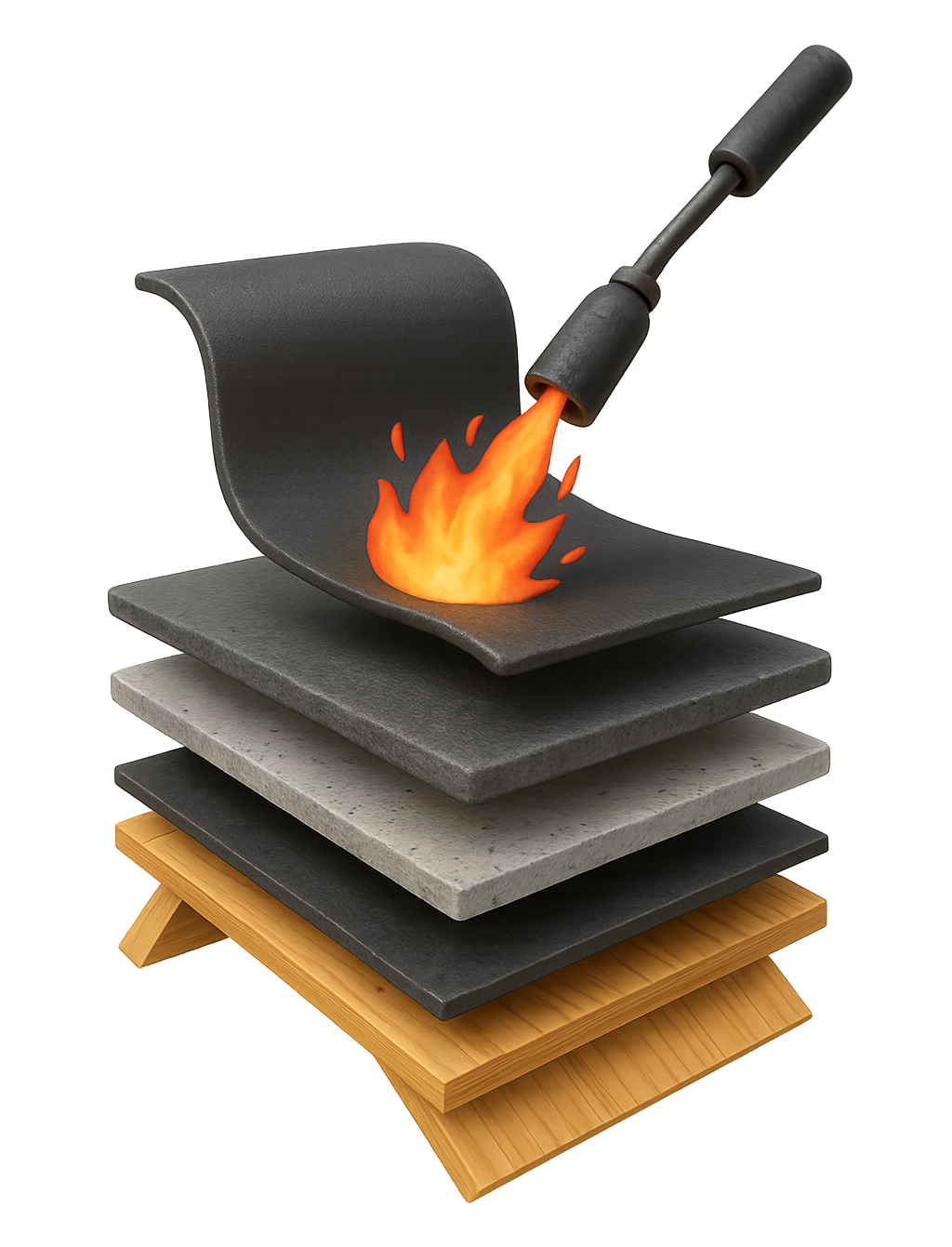Une pile d'assiettes avec une torche posée dessus.