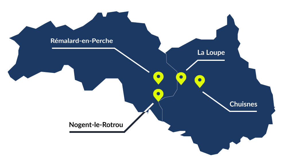 Carte stylisée des départements de l'Eure et Loir et de l'Orne