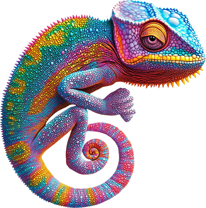 Caméléon coloré.